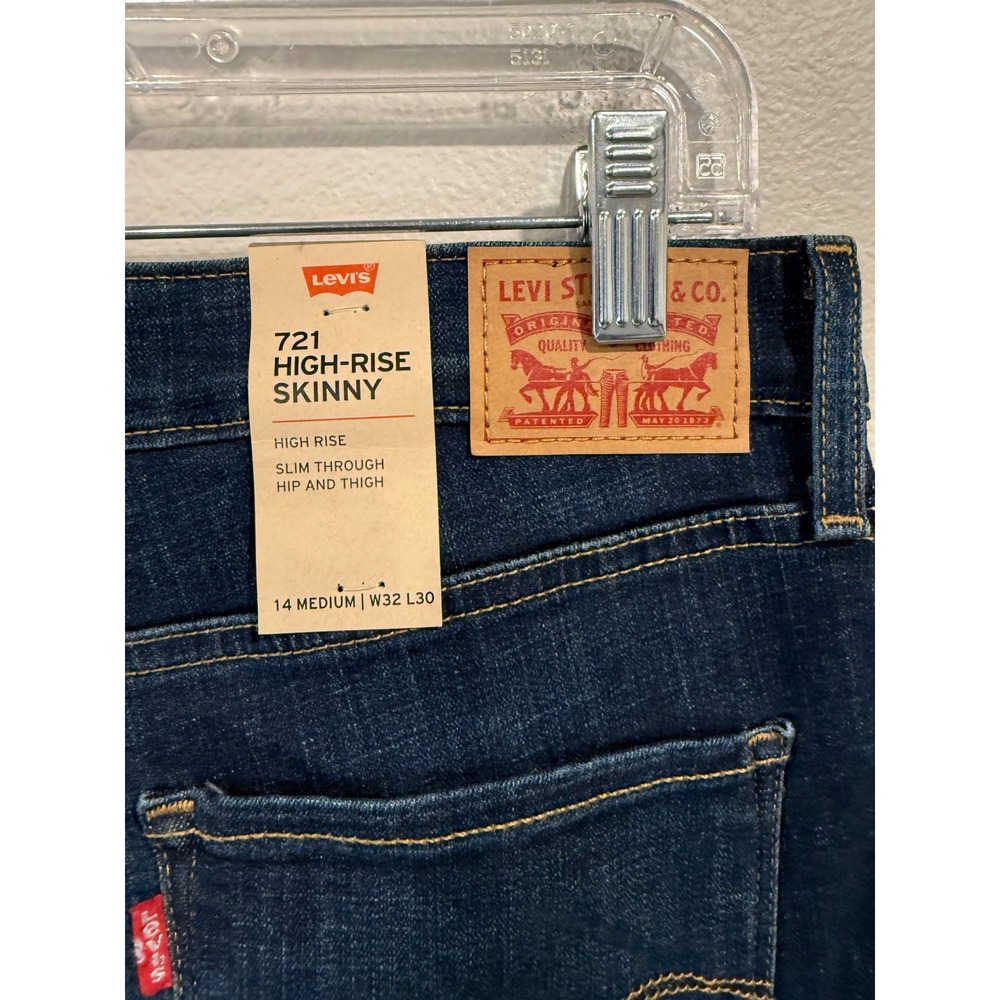 Levi's 721 High Rise Skinny Jeans Dark Wash Women's Size 14 Medium W32 L30 - Picture 7 of 8